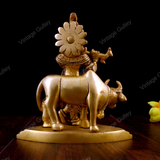 Brass Krishna with Cow for Pooja/Showpiece/Decorative