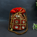 Rajasthani Potli Bag Mirrorwork - Red