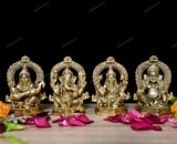 Brass Laxmi Saraswati Ganesha Kuber Idol