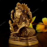 BRASS GANESHA READING BOOK DOLS