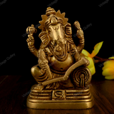 BRASS GANESHA READING BOOK DOLS