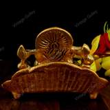 White Metal Golden Oxidized Peepal Patta Ganesha with Diya