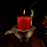 Brass Dhokra Candle Stand with Peacock Design