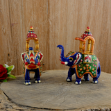 Metal Ambabari Meenakari Work Painted - 5 Inches - Green - Set of 2