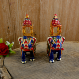 Metal Ambabari Meenakari Work Painted - 5 Inches - Green - Set of 2