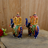 Metal Ambabari Meenakari Work Painted - 5 Inches - Green - Set of 2