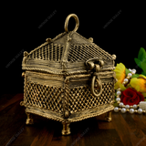 Brass Dhokra Rectangular Jewelry Box - Small