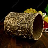 Brass Dhokra Root Designed Cylindrical Pen Stand