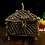 Brass Dhokra Rectangular Jewelry Box - Medium