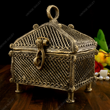 Brass Dhokra Rectangular Jewelry Box - Medium