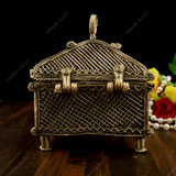 Brass Dhokra Rectangular Jewelry Box - Medium