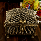 Brass Dhokra Rectangular Jewelry Box - Medium