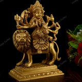 Brass Durga Idol Sitting on Lion