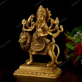 Brass Durga Idol Sitting on Lion
