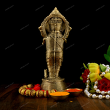 Brass Dhokra Charbhuja Standing Ganesha