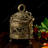 Brass Dhokra Paan-Shaped Decorative Box
