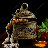 Brass Dhokra Paan-Shaped Decorative Box