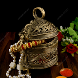 Brass Dhokra Paan-Shaped Decorative Box