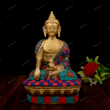 BRASS LORD BUDDHA - ABHAYA MUDRA STONEWORK