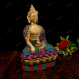 BRASS LORD BUDDHA - ABHAYA MUDRA STONEWORK