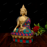 BRASS LORD BUDDHA - ABHAYA MUDRA STONEWORK