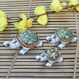 Metal Meenakari Tortoise for Home Decorative Showpiece (Green) - Vintage Gulley
