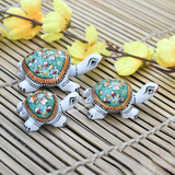 Metal Meenakari Tortoise for Home Decorative Showpiece (Green) - Vintage Gulley