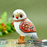 Metal Meenakari Owl - White