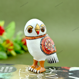 Metal Meenakari Owl - White