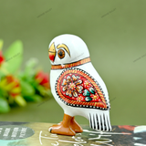 Metal Meenakari Owl - White