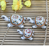 Metal Meenakari Tortoise for Home Decorative Showpiece (White) - Vintage Gulley