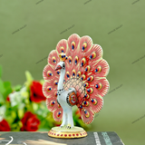 Metal Dancing Peacock Figurine - Red