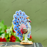 Metal Dancing Peacock Figurine - Blue