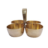 Brass Puja Holder Chowmukh 4 Bowl Stand Holder Patra - Vintage Gulley