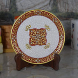 Marble 22 Carat Gold Foil Work Round Shape Kundan Work (Red) - 6 Inches - Vintage Gulley