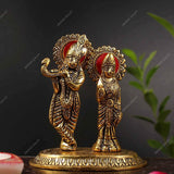 White Metal Golden Oxidized Radha Krishna