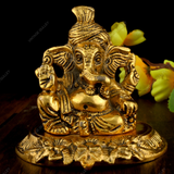 White Metal Golden Oxidized Ganesha