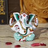 Enameled Metal Sethi Ganesha Idol - Green