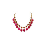 Semi Precious Gemstone Beaded Necklace for Women and Girls - Pink - Vintage Gulley