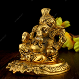 White Metal Golden Oxidized Ganesha