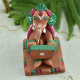 Terracotta Handpainted Computer Ganesha - Green & Red - Vintage Gulley