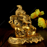 White Metal Golden Oxidized Ganesha
