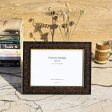 Dark Brown Square Design Photo Frame with Stand - 5" x 7" (Horizontal) - Vintage Gulley