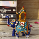 Metal Ambabari Meenakari Work Painted - 5 Inches - Blue