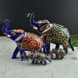 Meenakari Royal Blue Elephant - Set of 4 - Vintage Gulley
