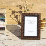 Brown Square Design Photo Frame with Stand - 4" x 6" (Vertical) - Vintage Gulley