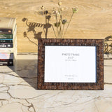 Brown Square Design Photo Frame with Stand - 5" x 7" (Horizontal) - Vintage Gulley