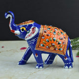 Meenakari Royal Blue-Orange Elephant - Vintage Gulley