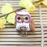 Metal Home Decor Vastu Fengshui Gifting Owl Idol, White, X-Small - Vintage Gulley