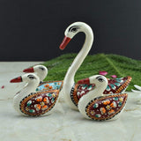 Hand-Enamelled in Metal Meenakari Swan - Set of 4 - Vintage Gulley